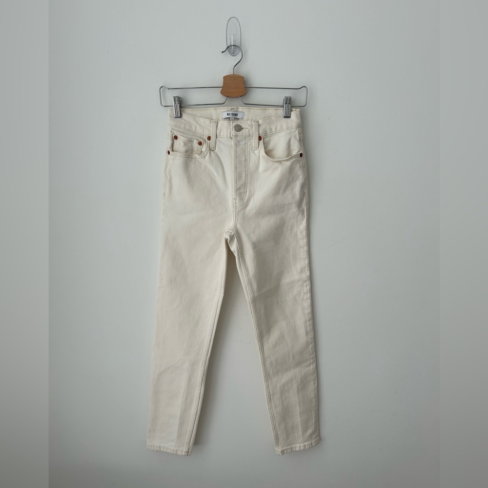 RE/DONE Originals 90s High Rise Ankle Crop in Vintage White vintage white